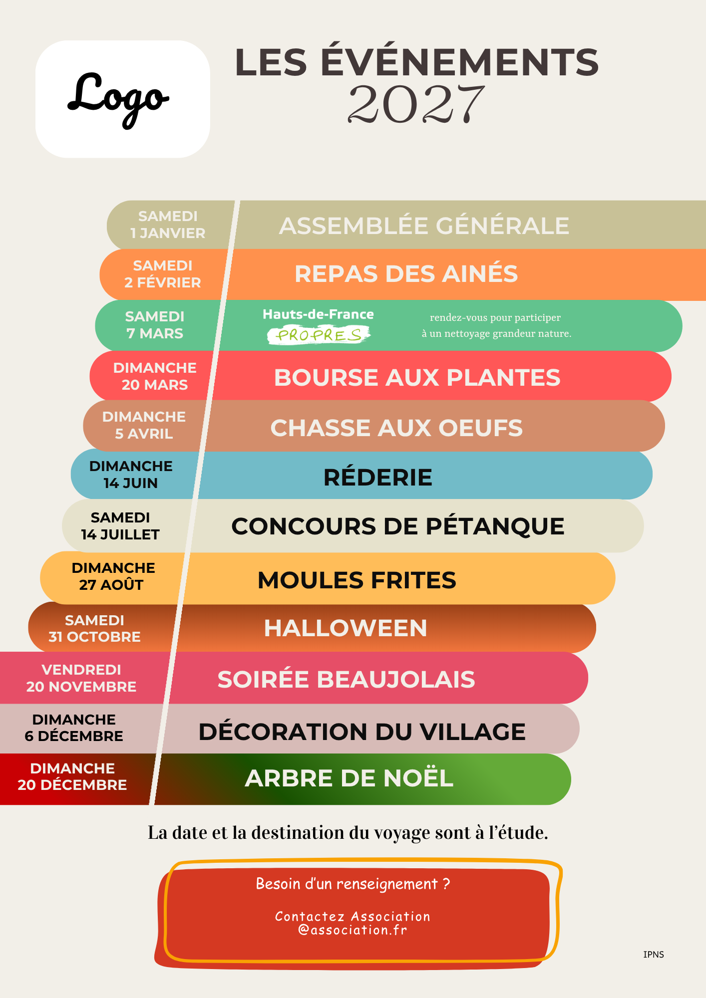 Calendrier annuel des événements